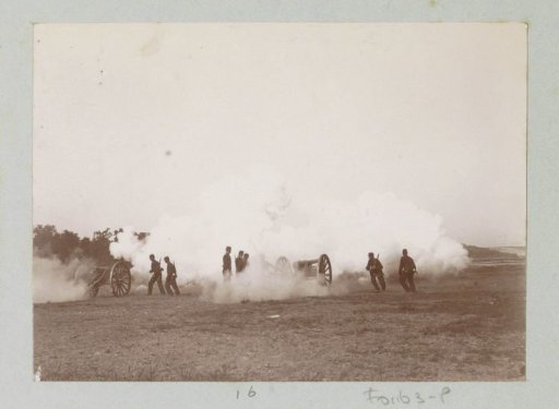Military exercise with cannons at Fontainebleau