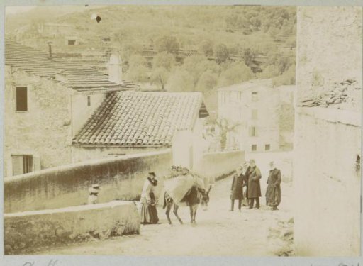 Group with a Pack Donkey in Gattières