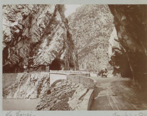 Automobile on a Mountain Road Along the Tinée in the Alpes-Maritimes