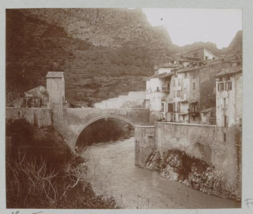 View of a Bridge in the Mountain Village of Entrevaux