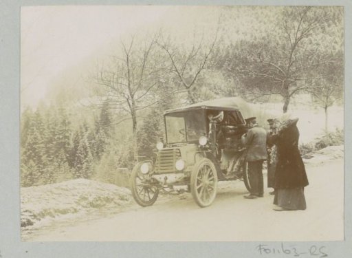 Group by an Automobile on a Road, Probably in the Dauphiné