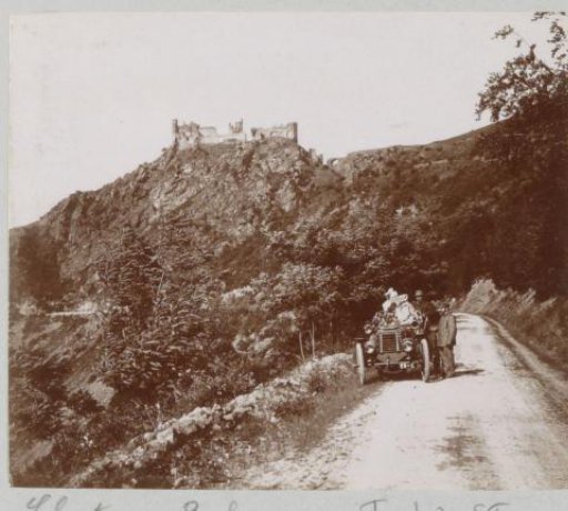Car on a country road at Château-Rocher in Saint-Rémy-de-Blot