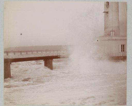View of the mouth of the Adour in the Atlantic Ocean (Barre de l'Adour) near Bayonne