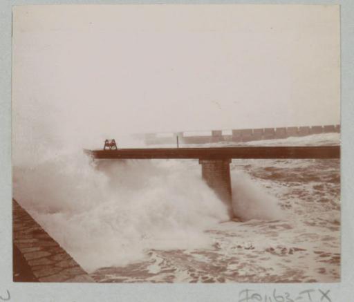View of the mouth of the Adour in the Atlantic Ocean (Barre de l'Adour) near Bayonne