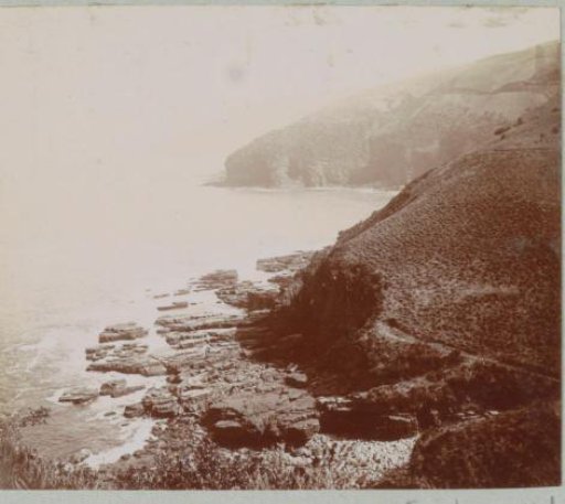 View of a mountainous coast, probably in the French or Spanish Basque Country