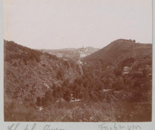 View of Châtel-Guyon over wooded hillsides