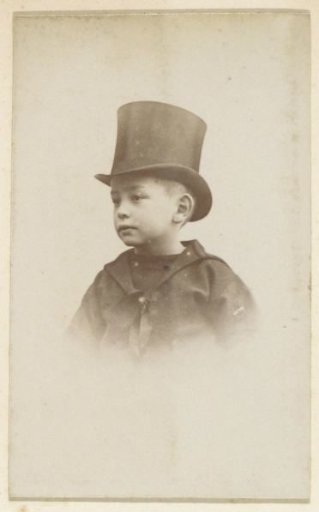 Portrait of a French boy with a tall hat