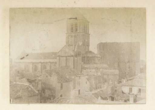 View of a town with a church in France