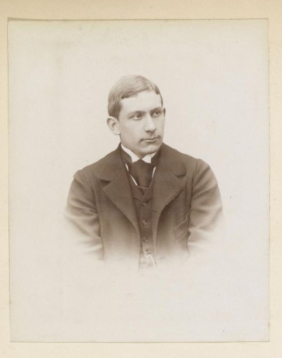 Portrait of a French man with a cravat and moustache