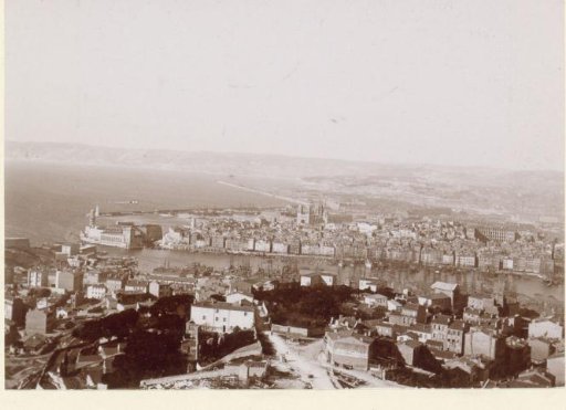 View of Marseille with the old harbor in the foreground