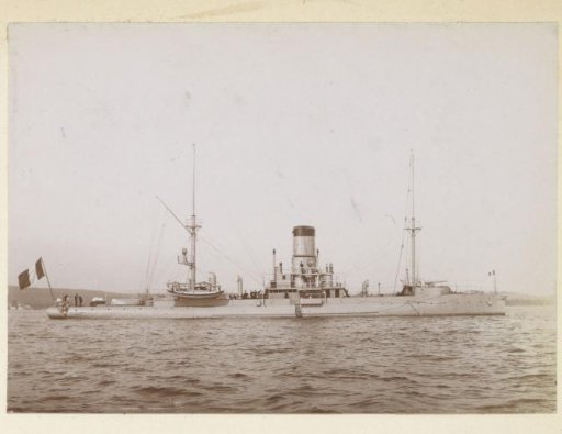 Warship, probably French, off the coast of Southern France