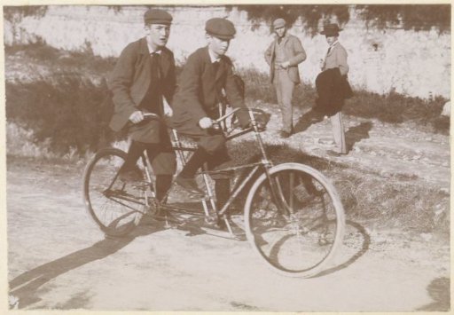Two French boys on a tandem