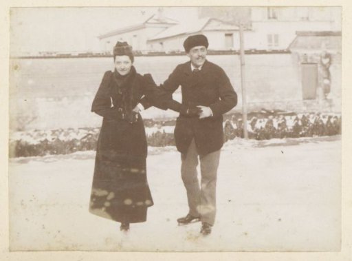 Couple skating hand in hand, probably in France