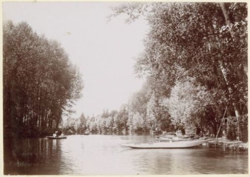 Water with rowing boats, probably in France