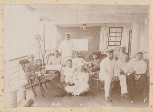 Group of men in uniform on board a ship