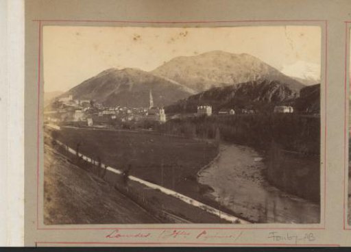 View of Lourdes with the Pyrenees in the background
