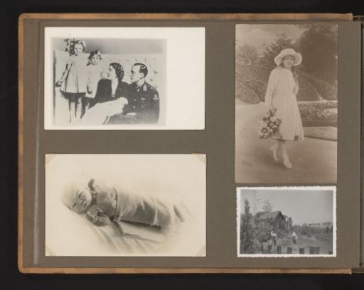 Portraits of members of the Royal House and a view of a garden with birds