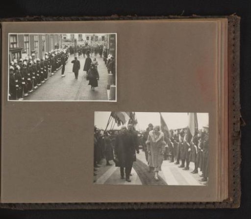 Two photographs of Princess Juliana on a visit to Leiden