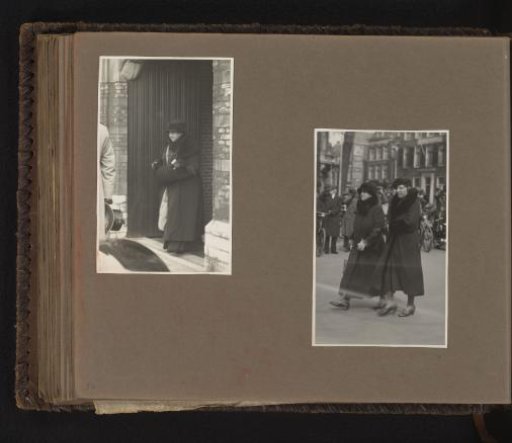 Two photographs of Queen Wilhelmina and Princess Juliana in winter coats