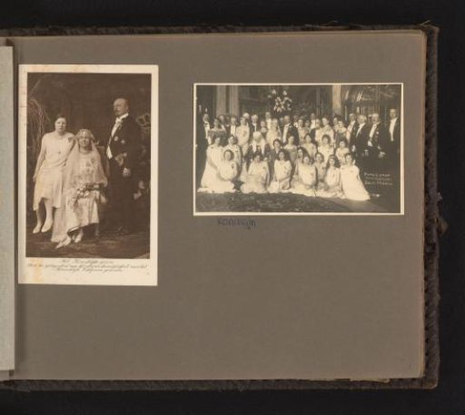 Two group portraits commemorating the silver wedding anniversary of Queen Wilhelmina and Prince Hendrik