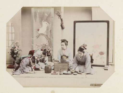 Four Japanese women during a tea ceremony