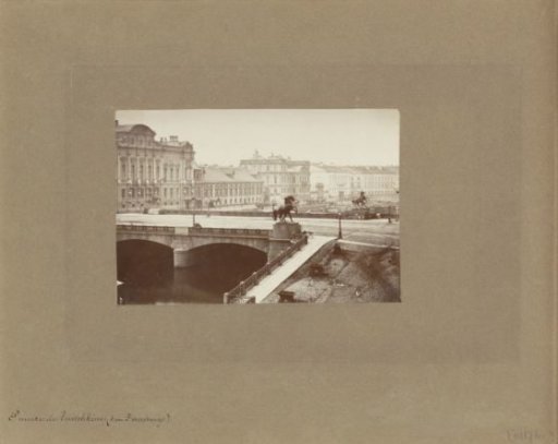 Anichkov Bridge with statues of the horse tamers in St. Petersburg