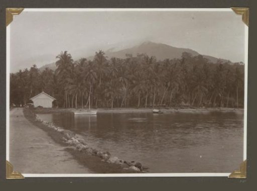 View of Mount Radja Basa from the pier of Kalianda in Lampong