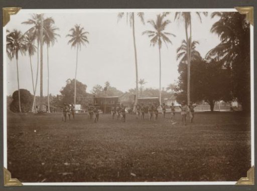 Members of the field police in Lampong during carbine gymnastics