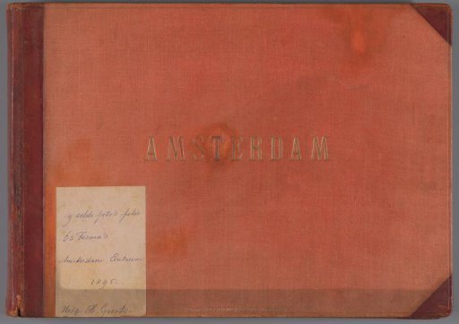 Photo album with views of the centre of Amsterdam and advertising texts for shops and companies
