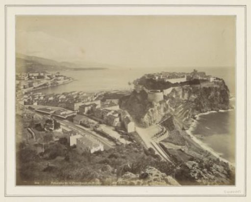 View of Monaco with the Old Fortress City on the Right and a Railway Station in the Foreground