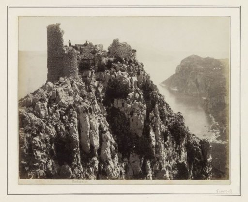 View of the Ruins of Castello Barbarossa on Capri with a Man and a Woman on Top (possibly Artist and Model)