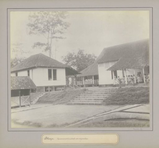 Men on the veranda of the Government Hospital for miners in Belinyu