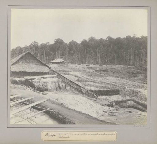 View of a tin mine with pump and transport installation in Belinyu