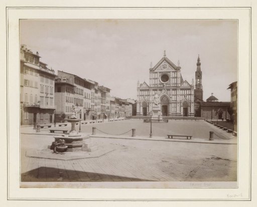 View of the Basilica di Santa Croce and the statue of Dante in Florence