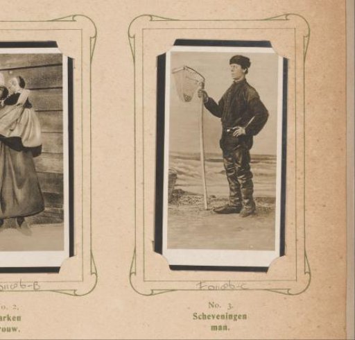 Portrait of a man with a fishing net in Dutch national costume