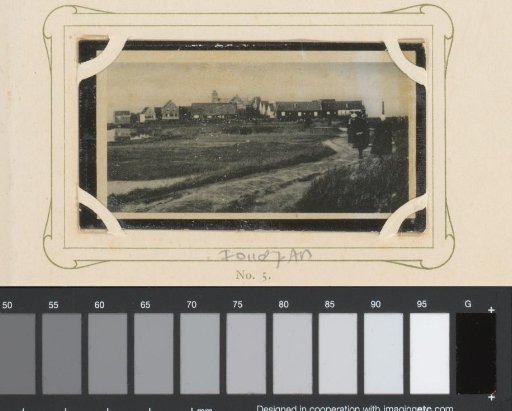 People on a Road, with a Village in the Background