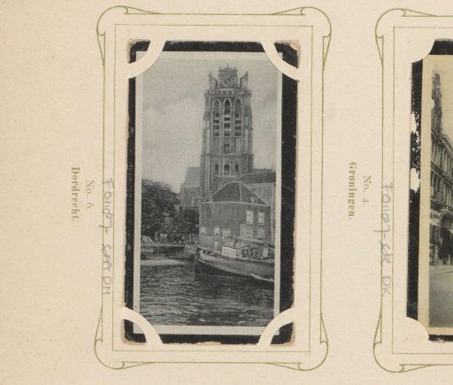 View of the tower of the Grote or Onze-Lieve-Vrouwekerk in Dordrecht