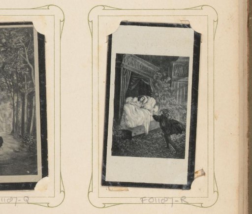 Reproduction of a drawing of the prince waking Sleeping Beauty
