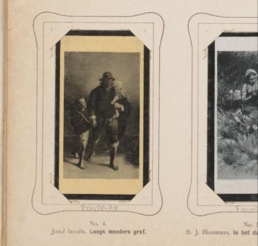 Reproduction of a painting of a father with two children after Jozef Israëls