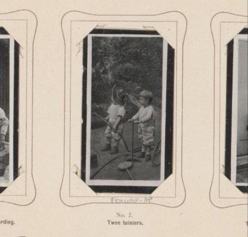 Two children playing in the garden