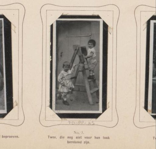 Two Children with Brushes on a Ladder