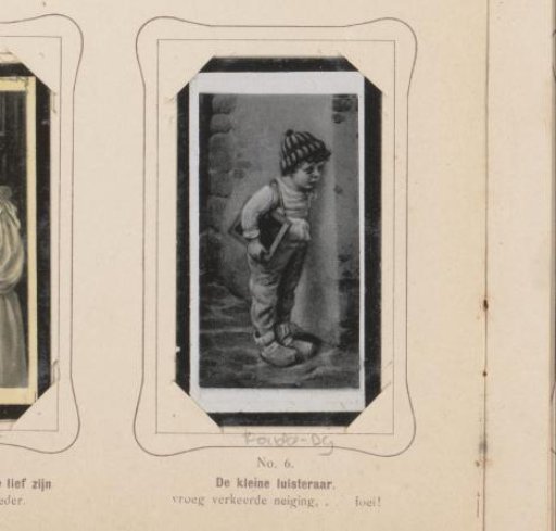 Reproduction of a drawing of a boy eavesdropping