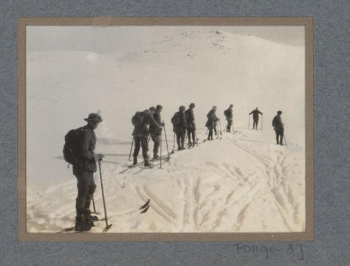 Group of skiers in the mountains