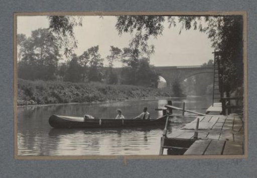Two people in a canoe
