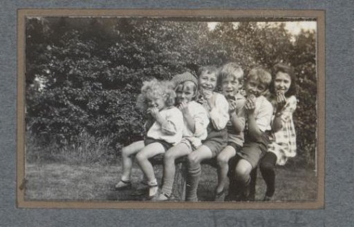 Six children on a bench