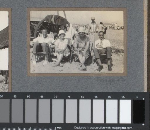 Group portrait of a company on the beach
