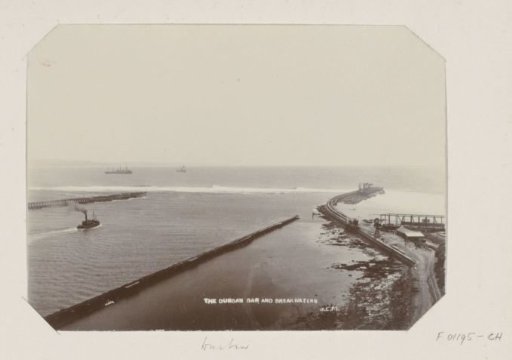Mouth of the harbour of Durban seen towards the sea