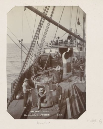 Man hoisted aboard in a basket