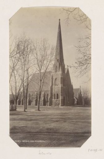 Exterior of a Methodist church, presumably in Denver