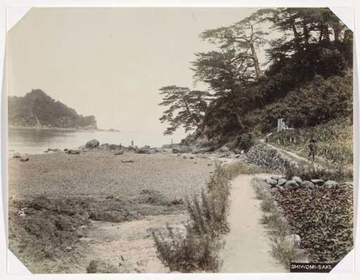 Hillside with a garden on the bank of a river in Japan